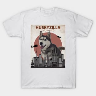 Huskyzilla - Giant Siberian Husky Dog T-Shirt